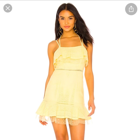 Revolve J.O.A. Lace Detail Ruffle Hem Mini Dress - Picture 1 of 7